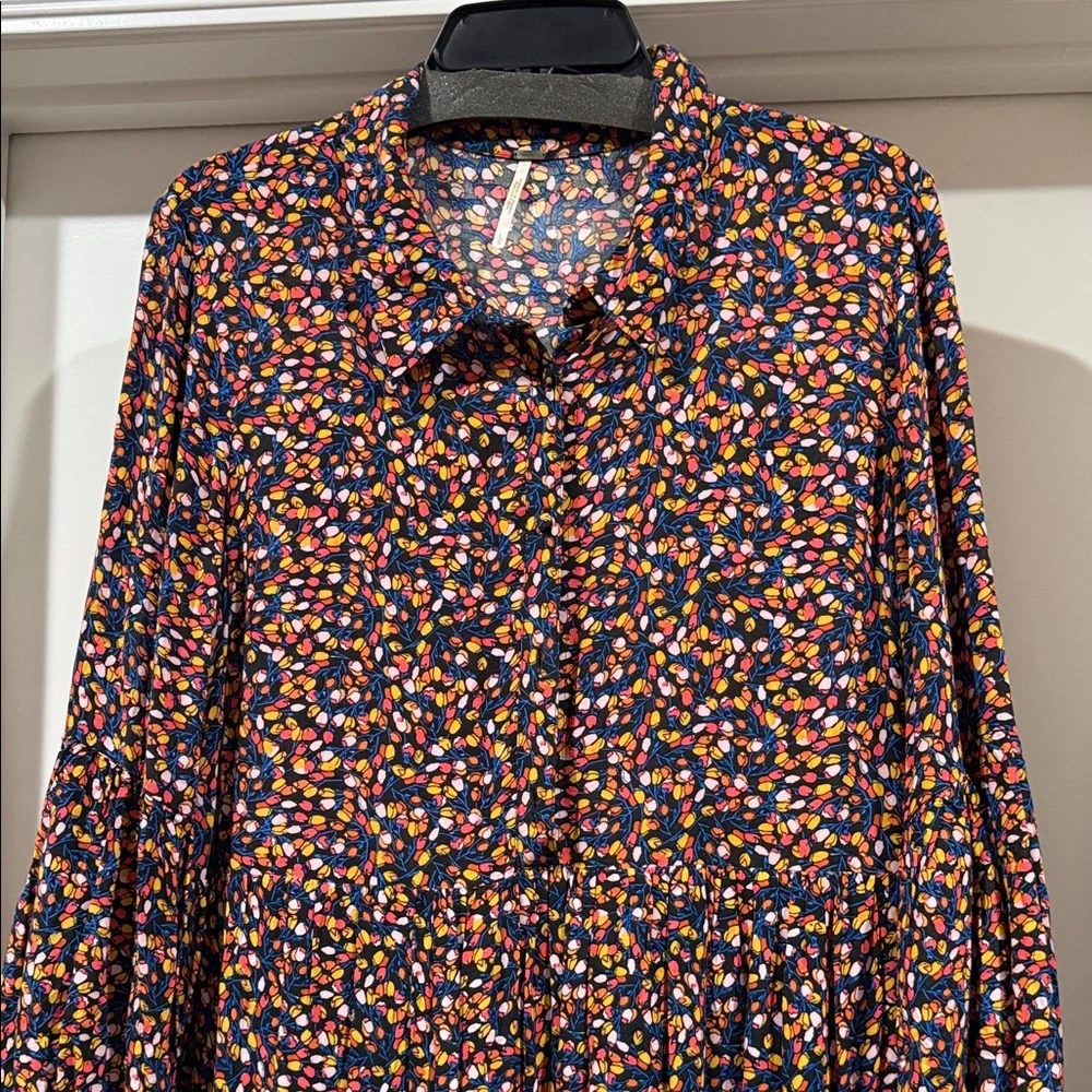 Free People Floral Long Sleeve Maxi Dress L - Picture 5 of 10